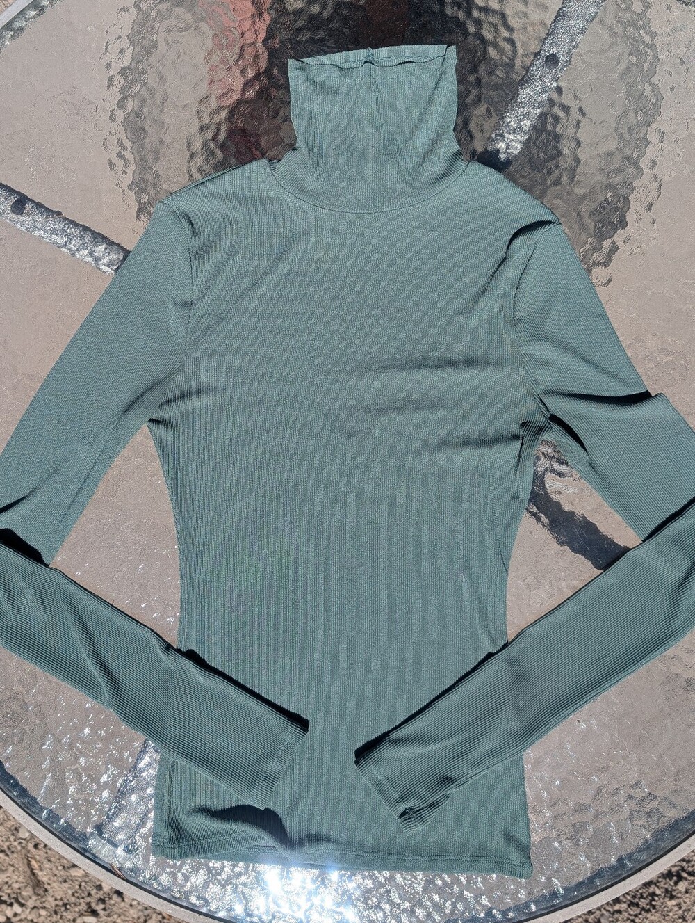 Topshop Ribbed Turtleneck in Sage Green